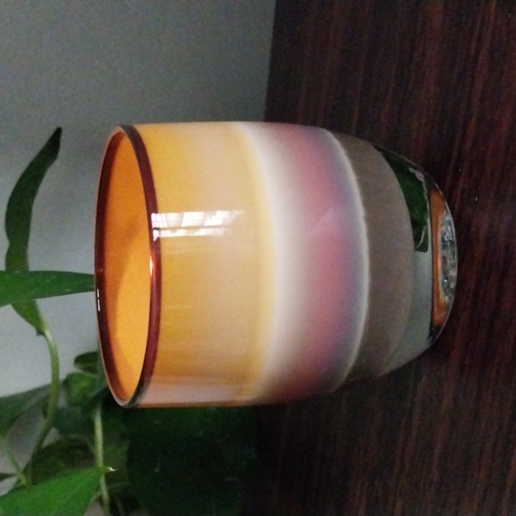 Glassybaby "Hero" Glass Candle Votive Holder Fall Brown Cognac Amber With Yellow - Picture 2 of 11